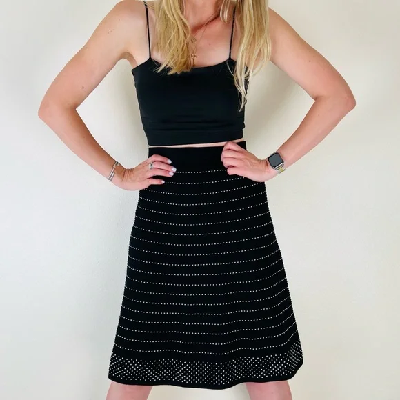 Calvin Klein midi skirt office black striped - Picture 2 of 6